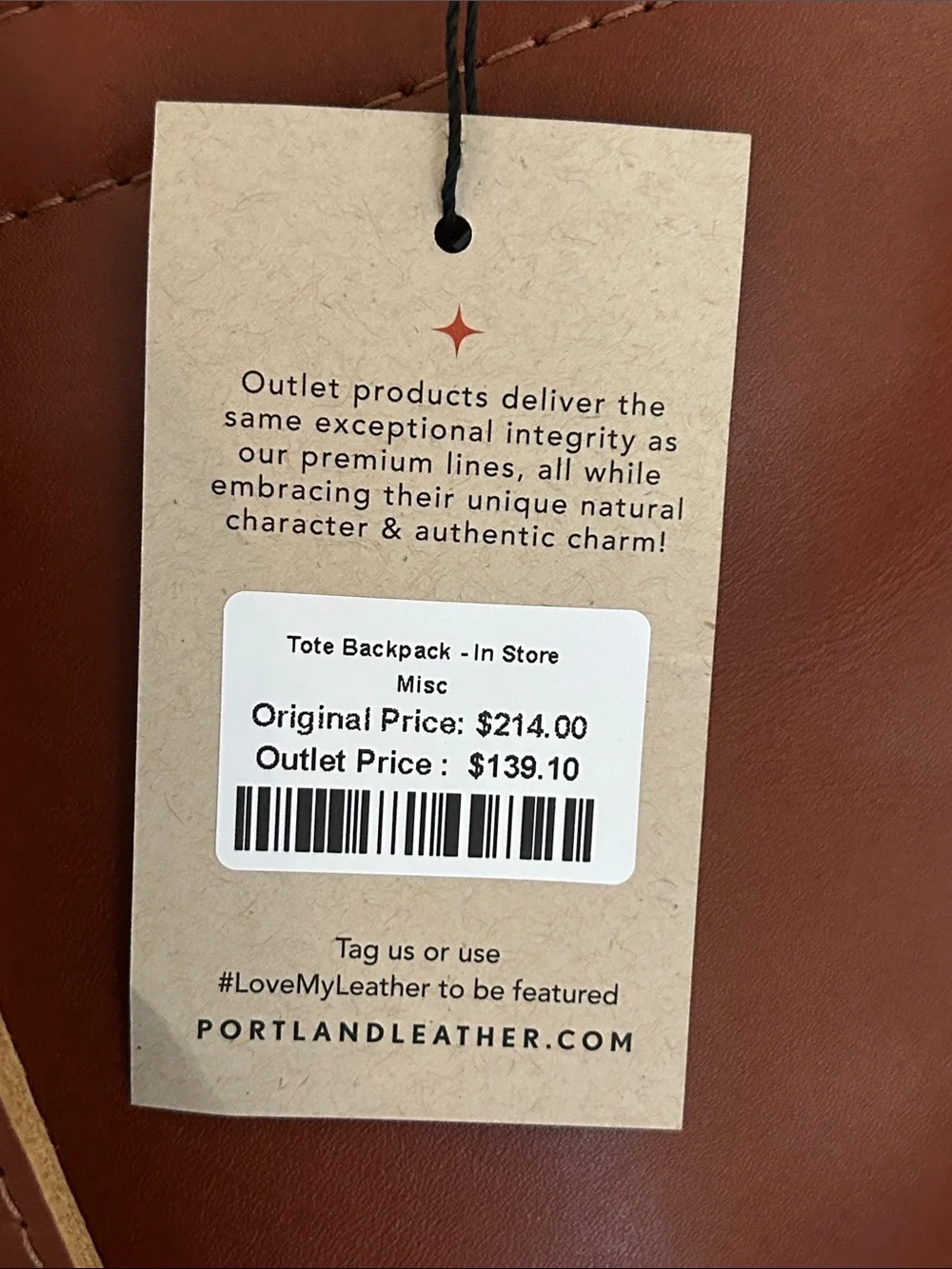 Portland Leather Brown Leather Backpack with Gold Zipper